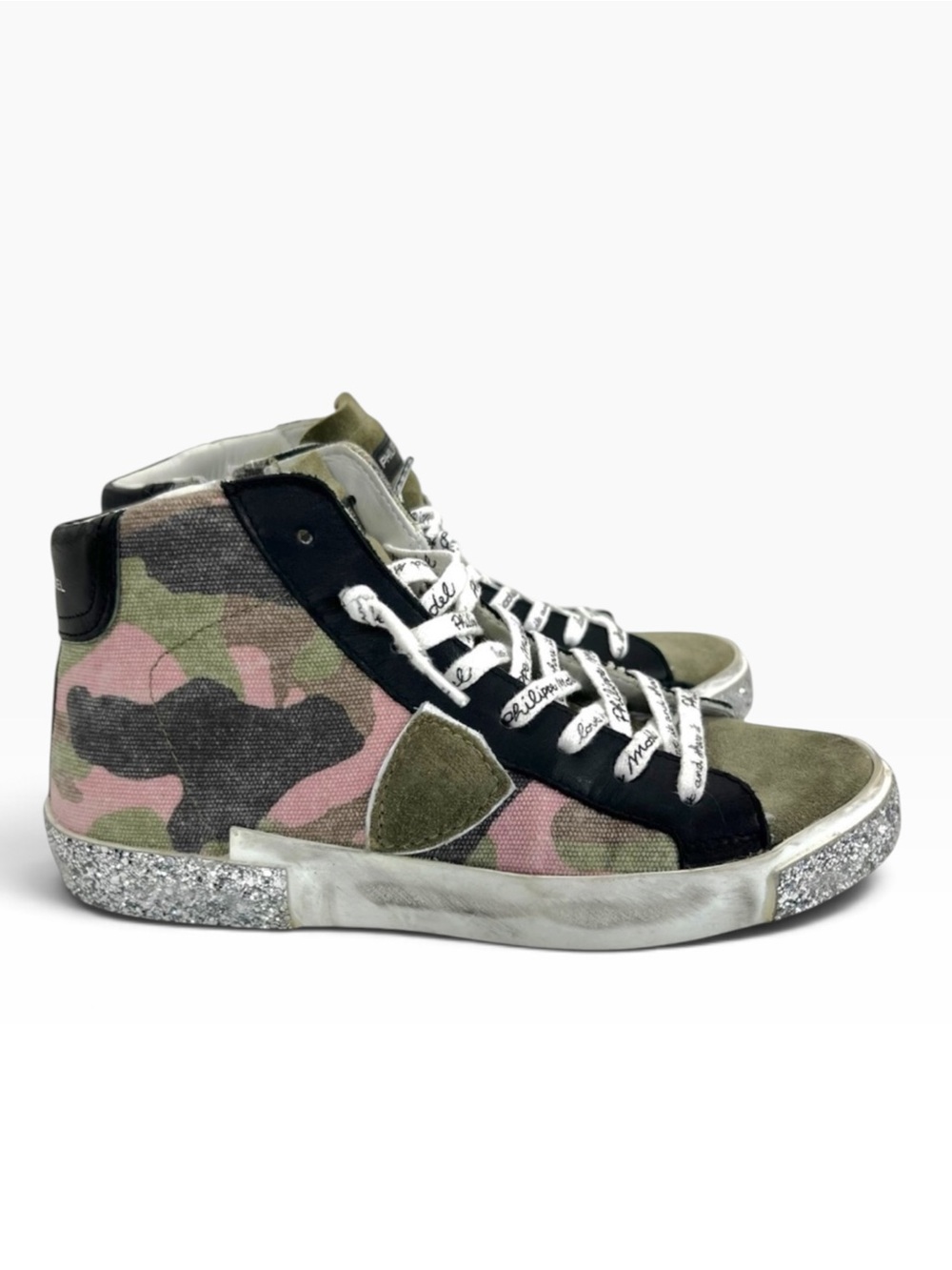 Philippe Model PRSX High Sneaker in Camouflage Military Fuschia